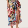 Sciarpa in cotone con stampa multicolore