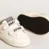 Set da scuola per bambini in nappa bianca con linguetta sul tallone in pelle rosa