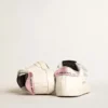 Set da scuola per bambini in nappa bianca con linguetta sul tallone in pelle rosa