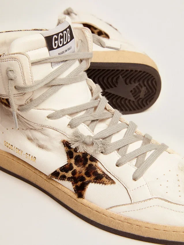 Sky-Star da donna con firma e inserti in pelle di pony con stampa leopardata