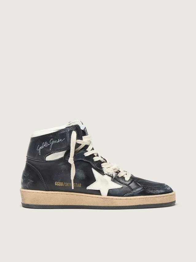 Sky-Star da donna in nappa nera con stella bianca