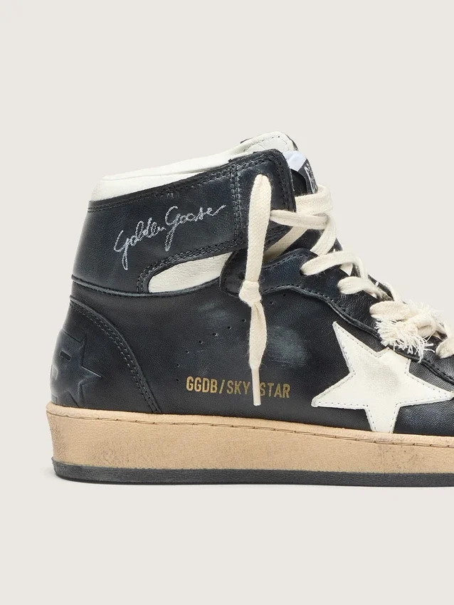 Sky-Star da donna in nappa nera con stella bianca