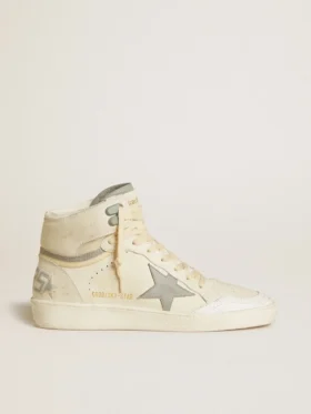 Sky-Star da donna in pelle con stella in pelle azzurra e linguetta sul tallone bianca
