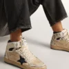 Sky-Star da uomo in nylon color crema e pelle con stella in pelle scamosciata blu