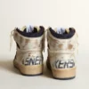 Sky-Star da uomo in nylon color crema e pelle con stella in pelle scamosciata blu