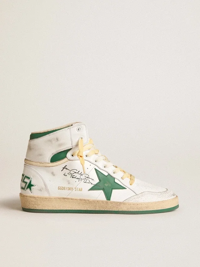 Sky-Star in pelle bianca con stella in pelle verde