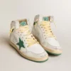 Sky-Star in pelle bianca con stella in pelle verde