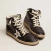 Sky-Star in pelle nappa nera con stella in pelle bianca