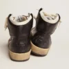 Sky-Star in pelle nappa nera con stella in pelle bianca