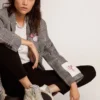 Slide da donna con stella in pelle scamosciata grigio ghiaccio e dettaglio bianco