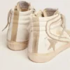 Slide da donna con stella in pelle scamosciata grigio ghiaccio e dettaglio bianco