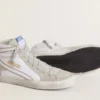 Slide da uomo in pelle con dettagli in pelle scamosciata