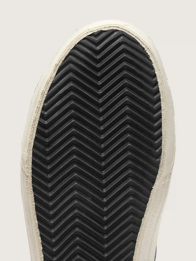 Slide da uomo in pelle scamosciata grigia con stella e striscia in nabuk marrone