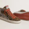 Slide LTD da donna in pelle di pony con stampa leopardata, stella in pelle metallizzata e dettagli luccicanti