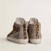Slide LTD da donna in pelle di pony con stampa leopardata, stella in pelle metallizzata e dettagli luccicanti