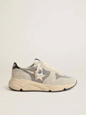 Sneaker da donna con Running Sole impreziosita da cristalli Swarovski e stella color avorio