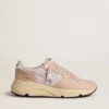 Sneaker da donna con Running Sole in mesh e nabuk con stella in pelle metallizzata argento