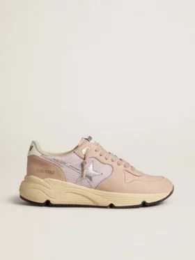 Sneaker da donna con Running Sole in mesh e nabuk con stella in pelle metallizzata argento