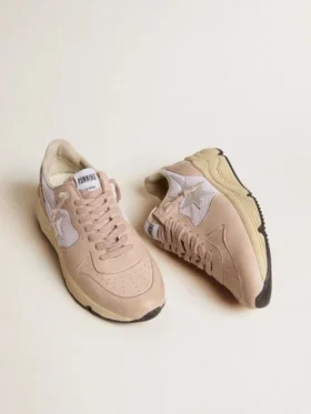 Sneaker da donna con Running Sole in mesh e nabuk con stella in pelle metallizzata argento