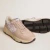 Sneaker da donna con Running Sole in mesh e nabuk con stella in pelle metallizzata argento