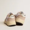 Sneaker da donna con Running Sole in mesh e nabuk con stella in pelle metallizzata argento