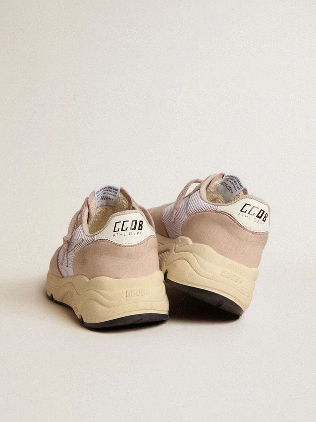 Sneaker da donna con Running Sole in mesh e nabuk con stella in pelle metallizzata argento