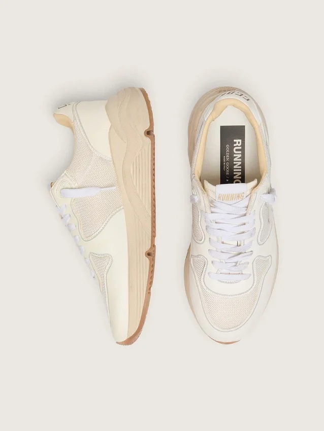 Sneaker da donna con Running Sole in mesh e nappa bianca