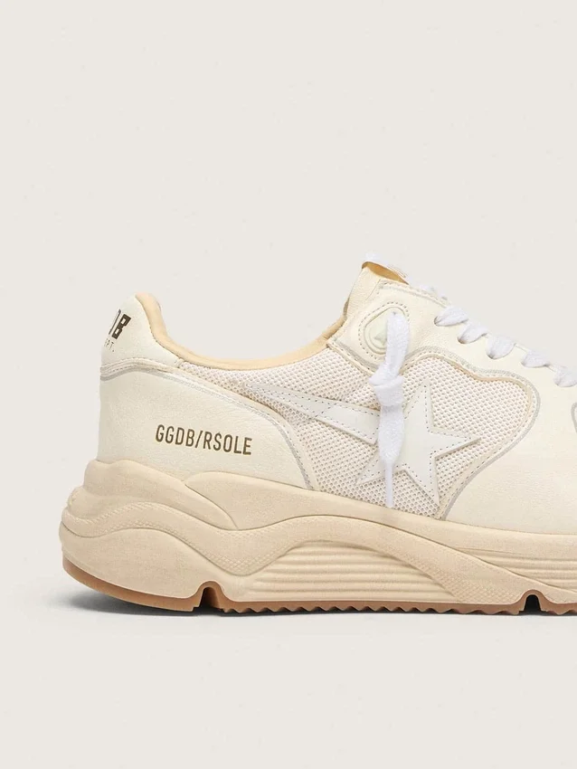 Sneaker da donna con Running Sole in mesh e nappa bianca