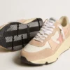 Sneaker da donna con Running Sole in mesh e pelle scamosciata con stella rosa e linguetta sul tallone argentata