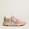 Sneaker da donna con Running Sole in mesh grigio e pelle scamosciata con stella glitterata argento