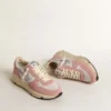 Sneaker da donna con Running Sole in mesh grigio e pelle scamosciata con stella glitterata argento