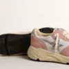 Sneaker da donna con Running Sole in mesh grigio e pelle scamosciata con stella glitterata argento