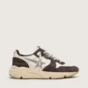 Sneaker da donna con Running Sole in nappa e pelle scamosciata marrone con stella in cristallo Swarovski