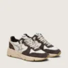 Sneaker da donna con Running Sole in nappa e pelle scamosciata marrone con stella in cristallo Swarovski