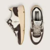 Sneaker da donna con Running Sole in nappa e pelle scamosciata marrone con stella in cristallo Swarovski