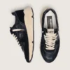 Sneaker da donna con Running Sole in nappa e pelle scamosciata nere
