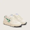 Sneaker da donna con Running Sole in nylon color crema e pelle con stella in pelle verde
