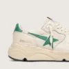 Sneaker da donna con Running Sole in nylon color crema e pelle con stella in pelle verde