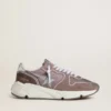 Sneaker da donna con Running Sole in nylon e pelle scamosciata color lavanda, con stella stampata e linguetta sul tallone in pelle argentata