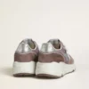 Sneaker da donna con Running Sole in nylon e pelle scamosciata color lavanda, con stella stampata e linguetta sul tallone in pelle argentata