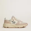 Sneaker da donna con Running Sole in nylon e pelle scamosciata, con stella stampata argento e linguetta in pelle sul tallone