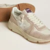 Sneaker da donna con Running Sole in nylon e pelle scamosciata, con stella stampata argento e linguetta in pelle sul tallone