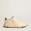 Sneaker da donna con Running Sole in pelle nappa, con stella in pelle rosa e linguetta sul tallone in pelle blu