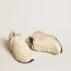 Sneaker da donna con Running Sole in pelle nappa, con stella in pelle rosa e linguetta sul tallone in pelle blu