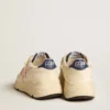 Sneaker da donna con Running Sole in pelle nappa, con stella in pelle rosa e linguetta sul tallone in pelle blu