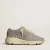 Sneaker da donna con Running Sole in pelle scamosciata grigia, stella in pelle scamosciata grigia e linguetta sul tallone