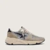 Sneaker da donna Running Sole in glitter argento e pelle scamosciata grigio tortora