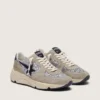 Sneaker da donna Running Sole in glitter argento e pelle scamosciata grigio tortora