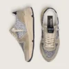 Sneaker da donna Running Sole in glitter argento e pelle scamosciata grigio tortora