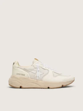 Sneaker da uomo con Running Sole in mesh e nappa bianca